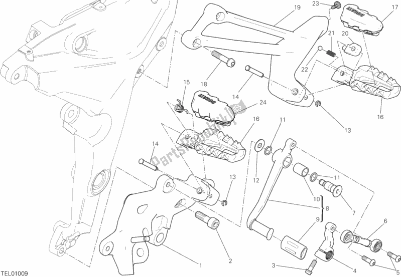 All parts for the Footrests, Left of the Ducati Multistrada 950 Thailand 2018